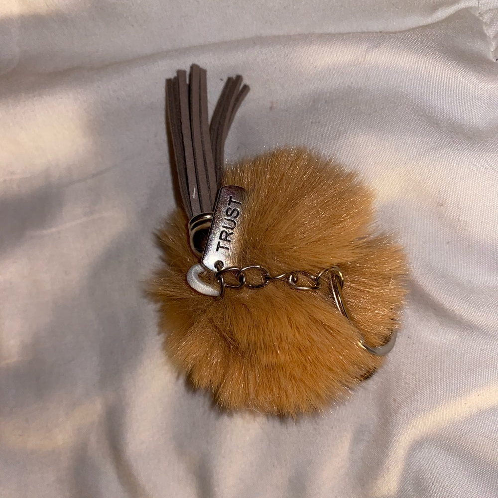 Handmade tan trust keychain